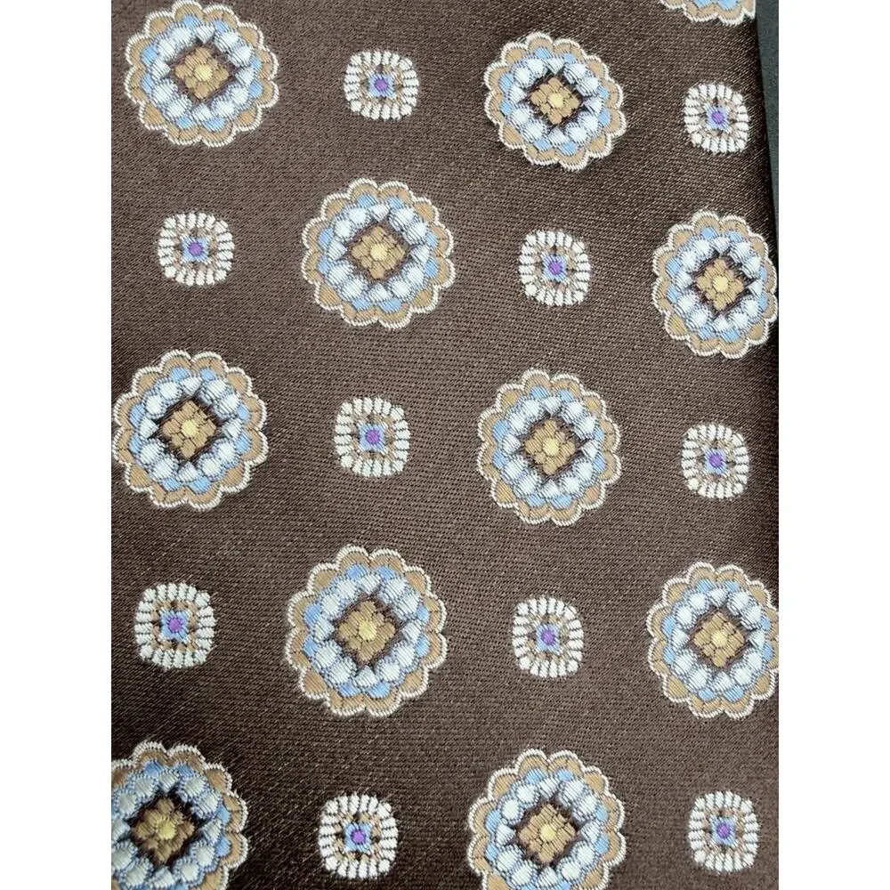 Robert Talbott Best of Class Nordstrom Silk Tie Brown Medallion Hand Sewn USA